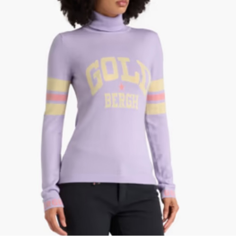 Goldbergh biscuit long sleeve knit ski sweater, sweet lilac size medium star